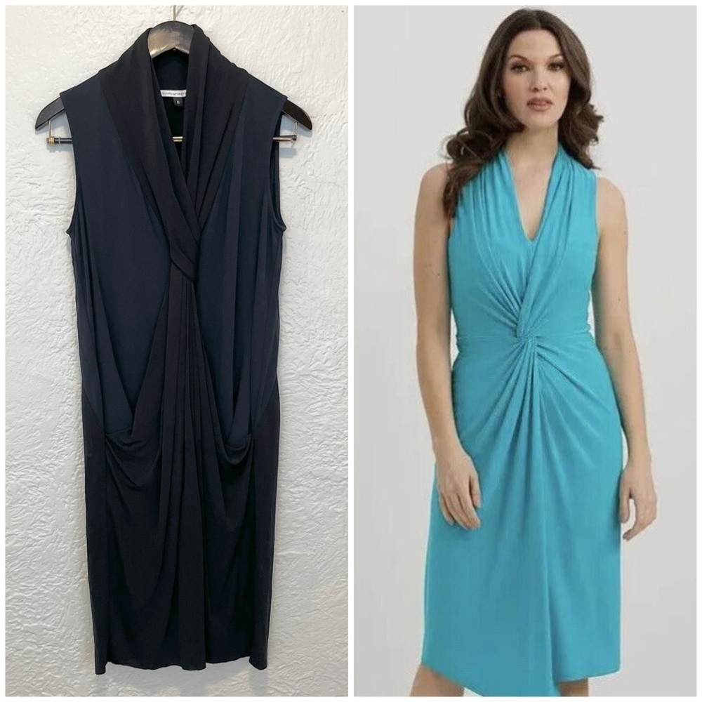 Diane von Furstenberg Dress 6 Navy Blue Black Baker